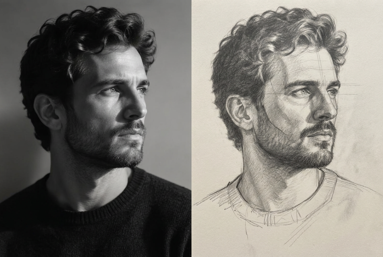 Black and white portrait reference